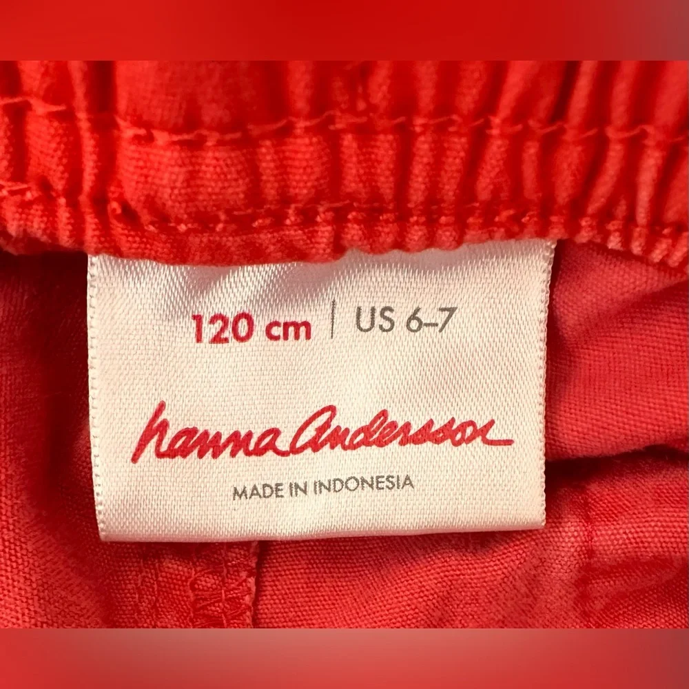 KIDS Hanna Andersson Sunny Red Woven Cotton Canvas Shorts - SIZE 6